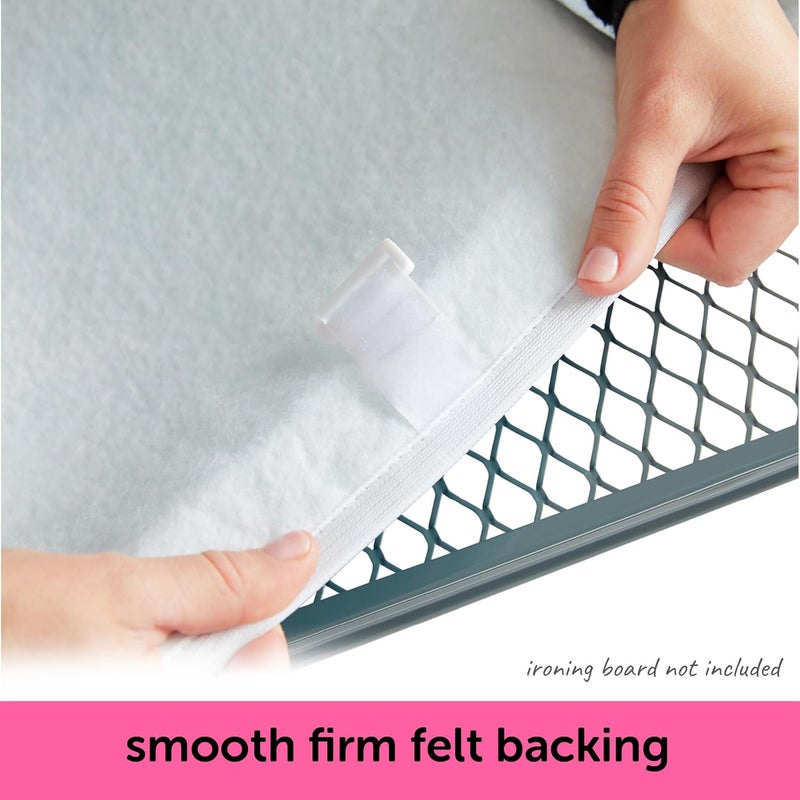 Oliso Ironing Board Cover, Durable 100% Cotton Lined with Professional Grade Felt pad - Fits Standard 54” x 15" Boards, a Wide Elastic Edge, Two Adjustable Straps for Secure Fit (Raspberry) - Image 5